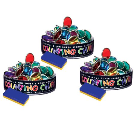 DOWLING MAGNETS 75 Counting Chips With Block Magnet, PK3 736608